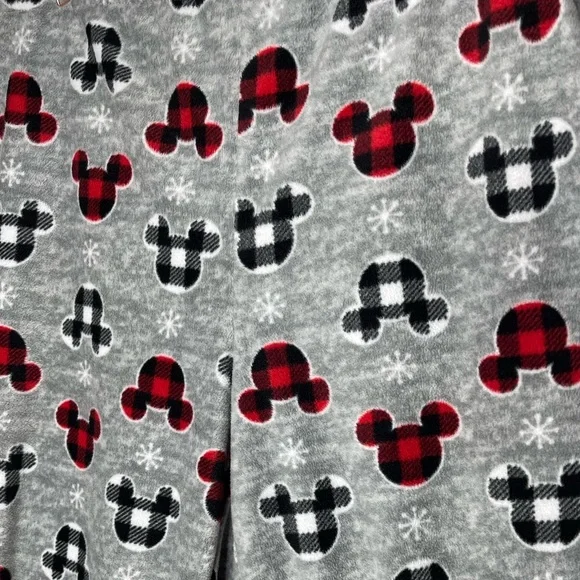 Disney Mickey Mouse Plaid Fleece Pajama Pants Gray Cozy Lounge Sleepwear Size 2X - Picture 3 of 6